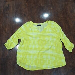 LANE BRYANT Yellow AND WHITE Women's 3/4 SLEEVE Top